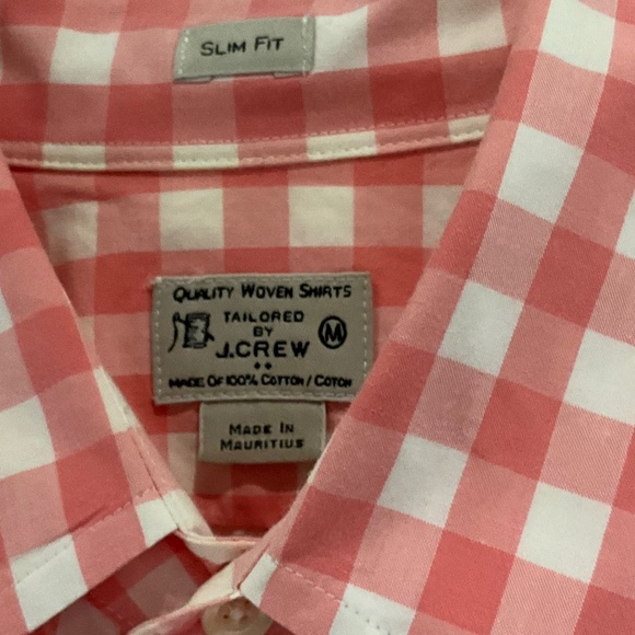 Men’s J. Crew pink plaid (gingham) slim fit shirt size medium - Picture 3 of 4